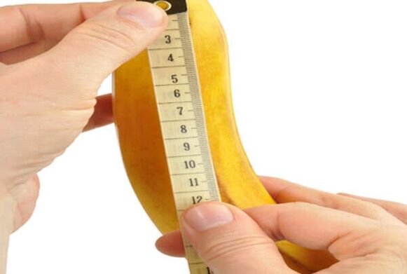 merjenje banane simulira merjenje povečanega penisa